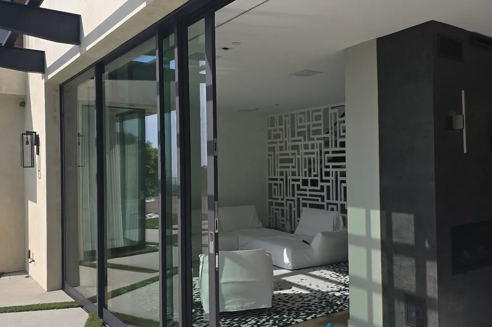 Fleetwood multi-slide door wall opened to a living space