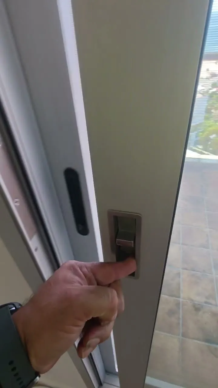 Sliding door lockset serviced and adjusted in a Los Angeles home